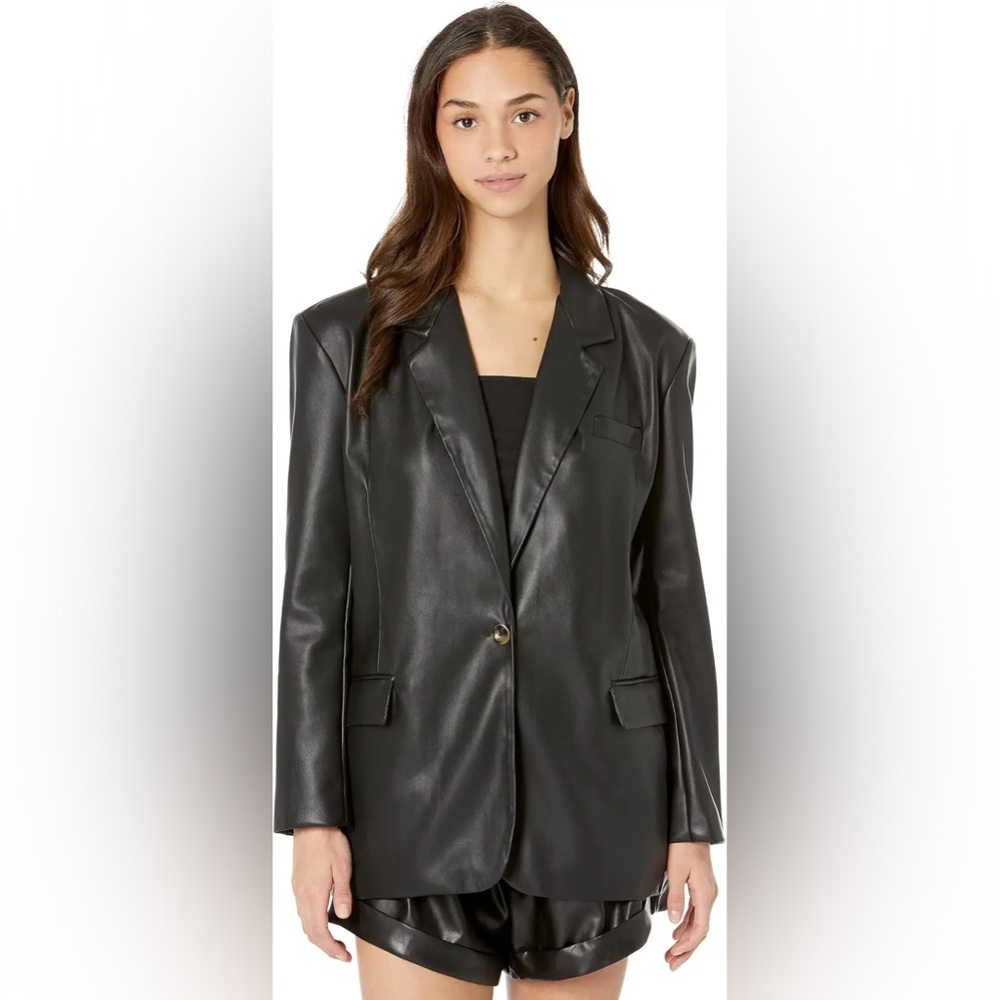 Black Leather Blazer XS - Picture 3 of 9